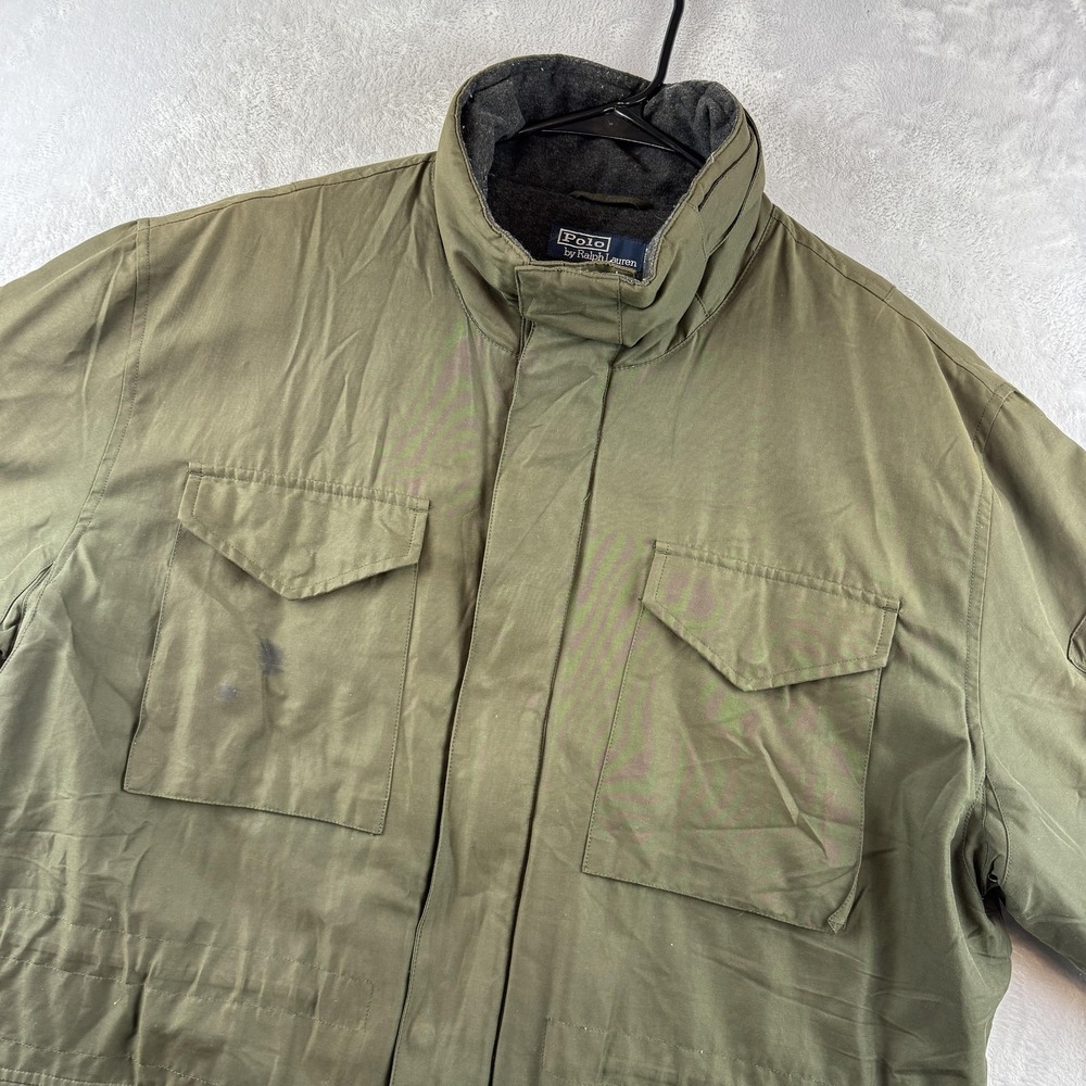 Polo Ralph Lauren Jacket Mens XL Green Quilted Lined Field Coat Utility Military
